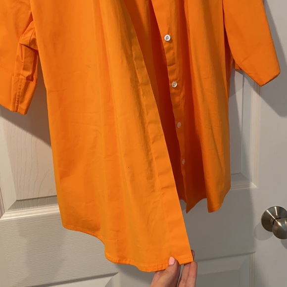 Stretch Gap Vibrant Orange Button-Up Shirt Size L - Picture 9 of 11